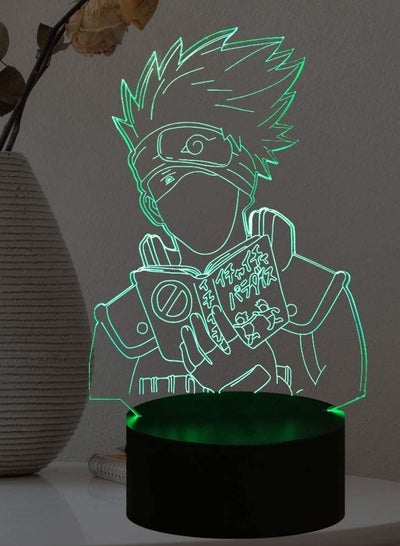 Multicolor Naruto Light Hatake Kakashi Sasuke Cartoon Night Lamp 3D Optical Illusion Japanese Anime Theme 7 Color USB Change Manga LED Table Lamp Flash Bulb Mood