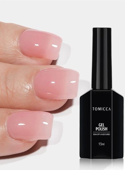 Jelly Gel Nail Polish -15ML Light Pink Translucent Gel Nail Polish Soak Off UV LED Nude Gel Polish French Nail Gel for DIY Manicure Home Salon Nail Art