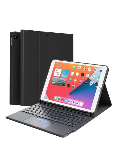Keyboard Case with Touchpad for iPad 10.2 9th Generation 2021/8th Gen 2020/7th Gen 2019 Magnetically Detachable Wireless Keyboard Case for iPad New 10.2 Built-in Trackpad&Pencil Holder (Black)