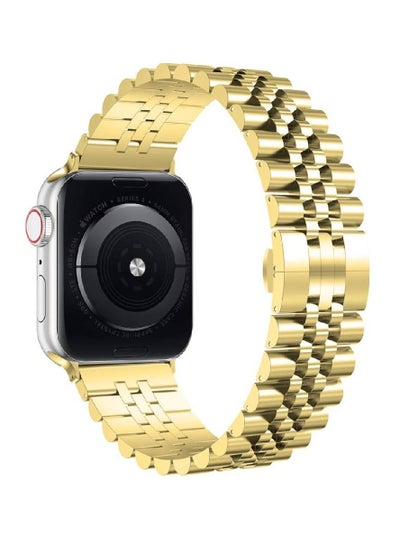 Stainless Steel Heavy Band with Butterfly Folding Clasp Link Bracelet For Apple Watch Ultra / Watch Ultra 2 49mm Gold