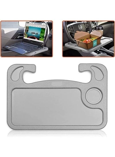 Car Table for Writing Laptop Tablet or Ipad with Pen Slot Food Eating Tray with Cup Holder Car Table Accessories for Drivers Fits Most Vehicle Steering Wheels