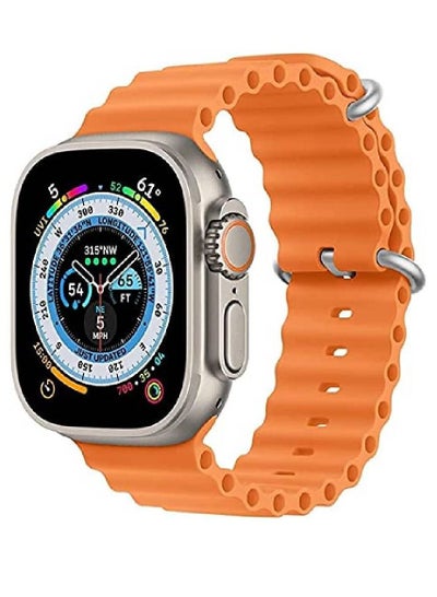 Replacement Silicone Hole Wavy Strap Compatible With Apple Watch Series 8 Ultra 49mm Orange