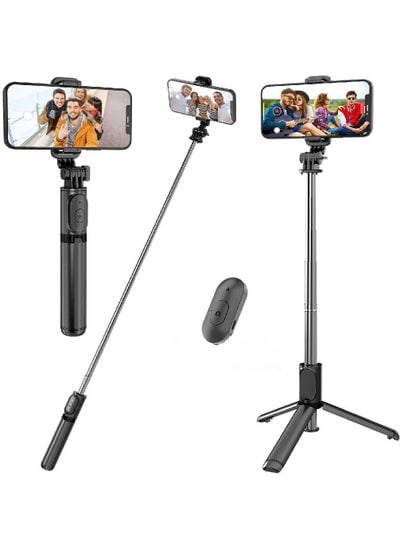 Selfie Stick, Extendable Selfie Stick with Wireless Remote and Tripod Stand, Portable, Lightweight, Compatible with iPhone 13/13 Pro/12/11/11 Pro/XS Max/XS/XR/X/8/7/Android