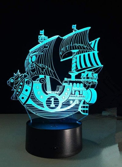 3D Illusion Lamp LED Multicolor Night Light The Pirate Boat Acrylic 7/16 Color Changing USB Table Lamp Multicolor Baby Sleeping Best Birthday Holiday Gifts for Children