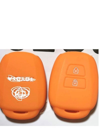 Toyota Corolla Camry Yaris Fortuner Prado Land Cruiser Car Key Silicone Cover (2 Buttons Orange)