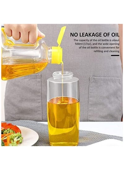 Olive Oil Dispenser Bottle for Cooking - 1 Pack Oil and Vinegar Cruet with Drip-Free Spouts - Includes 17oz [500ml] Sized Bottle