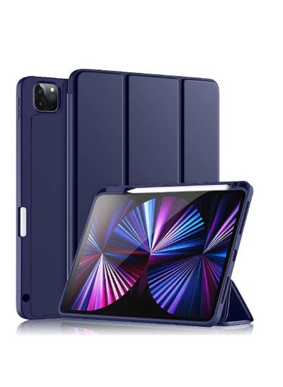 Case Compatible with iPad Pro 11 Case 2021/2020 with Pencil Holder, for iPad Pro 11 Inch Case 3rd/2nd Generation, Trifold Stand Protective Case with Soft TPU Back