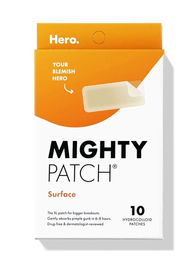 Mighty Patch Large Hydrocolloid Patch for Acne Spots (10 Count) for Body, Large Pimples on Cheek, Forehead, Chin, Vegan, Not Tested on Animals,…