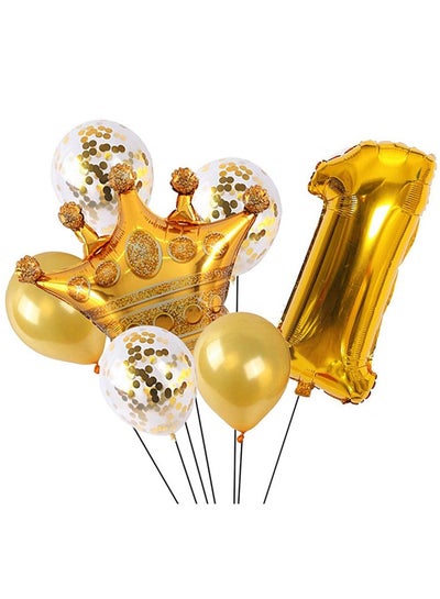 Brain Giggles 1st Birthday Decoration Gold Latex and Foil Balloons  Combo