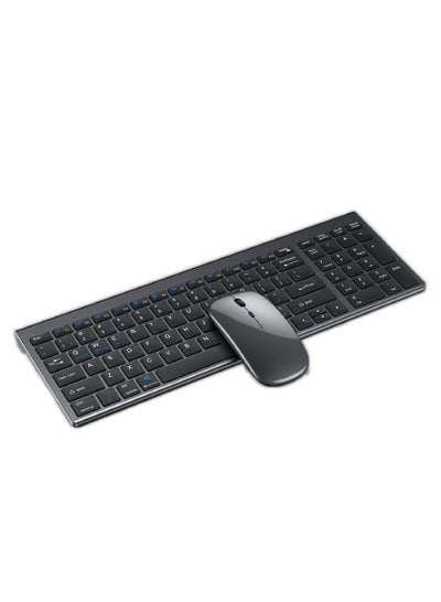 Full size Rechargeable 2.4G Wireless & Bluetooth Keyboard Mouse set for PC Laptop Desktop iMac iPad iPhone