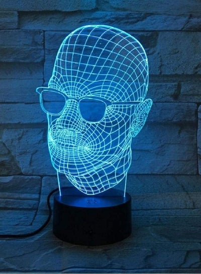 Multicolour Cool Father's Day Gift Lamp 3D Novelty Man With Glasses Black LED Table Lamp Table Lamp Decorationusb 16 Colors Change Light Lava Art