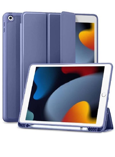 Case for iPad 9/8/7 Generation/iPad 10.2 Case 2021 with Pen Holder, Smart Folio Soft TPU Protective Case for iPad 8th/7th Generation 2020/2019 [Auto Sleep/Wake Function] (Purple)