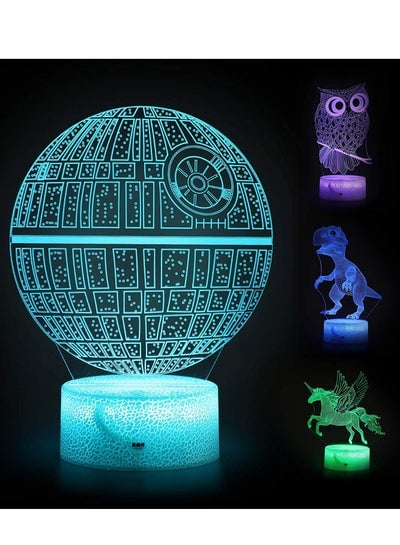 4 Patterns 3D Illusion Lamp Star Wars+ Dinosaur+ Unicorn+Owl LED Night Light for Kids Room Decor, 7 Color Change Decor Boys Lamp Gifts Night Lights, 2020 Cool Gifts Night Light for Kids