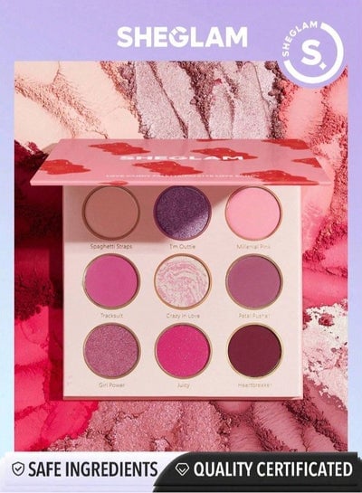 LOVE CANDY Palette 9-Clolor Shimmer Metallic Matte Eyeshadow Palette Shiny Pink Dusty Mauve. Ultra Pigmented Soft Blendable Y2K Styling Eyeshadow