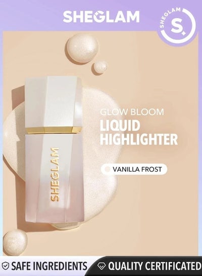 Shiglam Makeup Liquid Highlighter Glow Bloom Shimmer Finish Waterproof Long Lasting Makeup Highlighter with Sponge Tip (Vanilla Frost)
