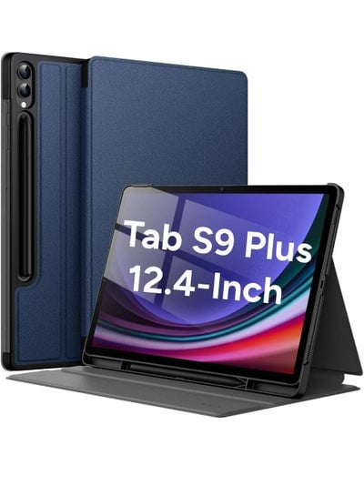 Case For Samsung Galaxy Tab S9 Plus 12.4-Inch with S Pen Holder, Slim Folio Stand Protective Tablet Cover, Multi-Angle Viewing Blue
