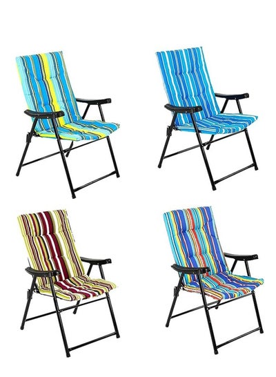 Foldable Camping Chair with Comfortable Armrests and Portable Design - Lightweight Garden Chair with Internal Laminated Cotton (Assorted Color)