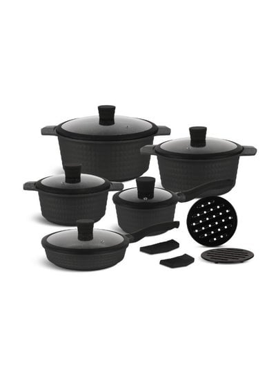 12pcs Die Casting Aluminum Cookware set Ceramic Marble Coating non stick Microwave and dishwasher safe induction base accessories