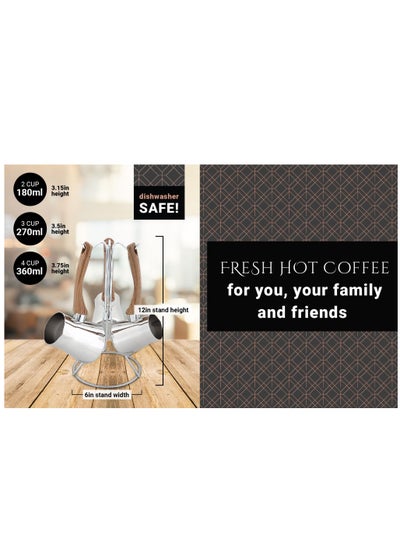 Definition Stainless Steel Turkish Coffee Pot Set with Stand