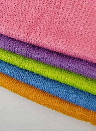 Marrkhor Microfiber Cleaning Rags, 5 PCS Highly Absorbent Kitchen Cleaning Cloth Multifunctional Towel for Home Auto, 5 Colors