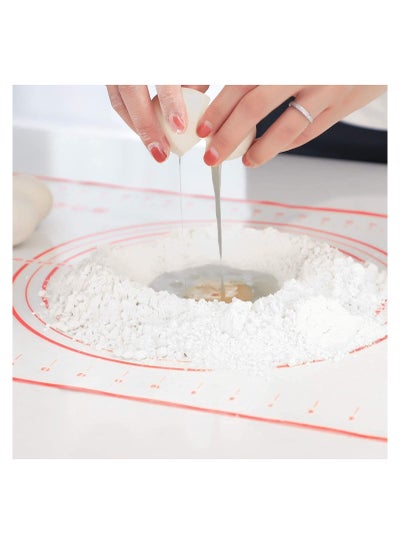 Silicone Baking Mat for Pastry Rolling with Measurements, Reusable Non-Stick Pad Red