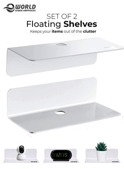 Pack of 2 Clear Acrylic Floating Wall Shelves for jewelry and Decorative stuff