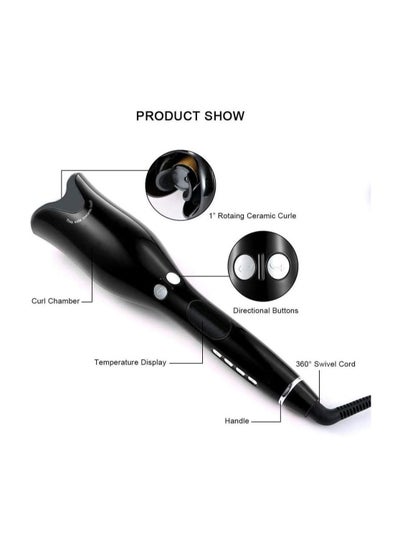 Auto Rotating Hair Curling Wand with Temperature LCD Display