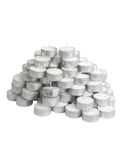 100-Piece GLIMMA Non-Scented Tea Light Set Silver/White