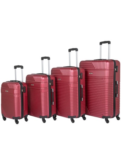 Hard Shell Travel Bags Trolley Luggage Set of 4 Piece Suitcase for Unisex ABS Lightweight with 4 Spinner Wheels KH120 Burgundy