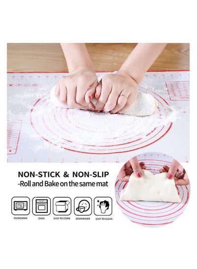 Silicone Baking Mat for Pastry Rolling with Measurements, Reusable Non-Stick Pad Red
