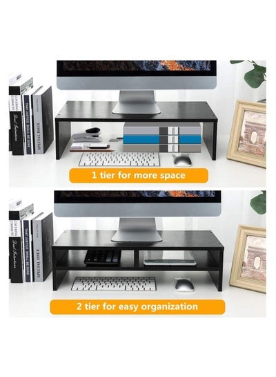 Monitor Stand Desk Riser Table 2 Tier for Computer, Laptop, Xbox Printer Office Home and School Use 50 x 20 x 13.2cm with Storage Shelf Desktop Organizer
