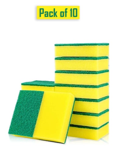 Pack of 10 Heavy Duty Scrub Sponge Dual Sided Dishwashing & Cleaning Sponge for Kitchen