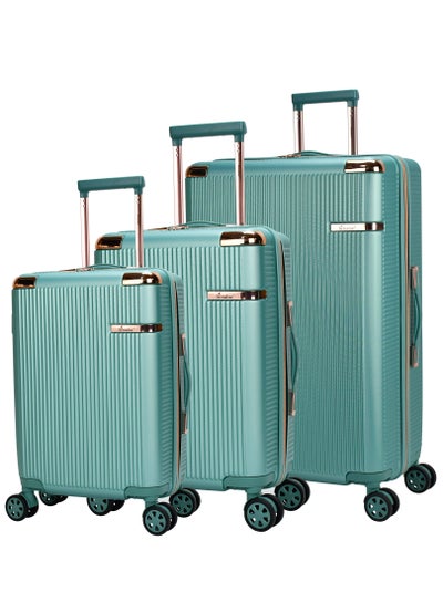 Hard Case Trolley Luggage Set For Unisex ABS Lightweight 4 Double Wheeled Suitcase With Built In TSA Type lock A5123 Set Of 3 Light Green