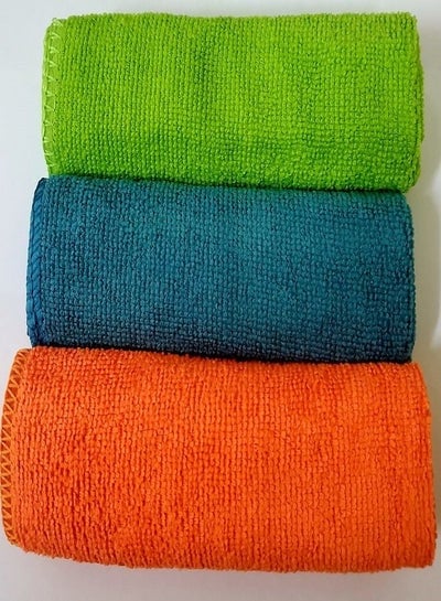 3-Pcs Microfiber Cleaning Rags,  Highly Absorbent Kitchen Cleaning Cloth Multifunctional Towel for Home Auto, 3 Colors
