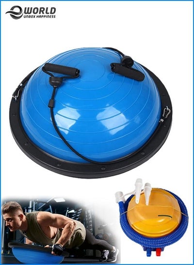 Bosu Ball Half Balance Trainer Board for Exercise and Fitness Core Stability Training Yoga Equipment with Pump and Resistance Bands 60cm