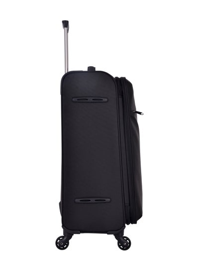 Soft Case Travel Bags Trolley Luggage Sets of 3 for Unisex Polyester Lightweight Expandable Wheeled Suitcase with TSA lock V6101 Black