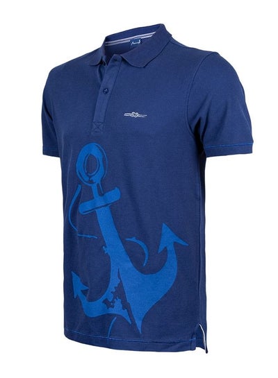 Marine Navy Blue Men's Polo Collar T-Shirt X-Large