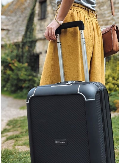 Champion Hard Case Travel Bag Luggage Trolley Polypropylene Lightweight 4 Quiet Double Spinner Wheels Suitcase With TSA Lock B0002 Dark Grey