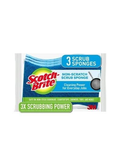 Non-Scratch Multi-Purpose Scrub Sponge Pack of 3 Blue