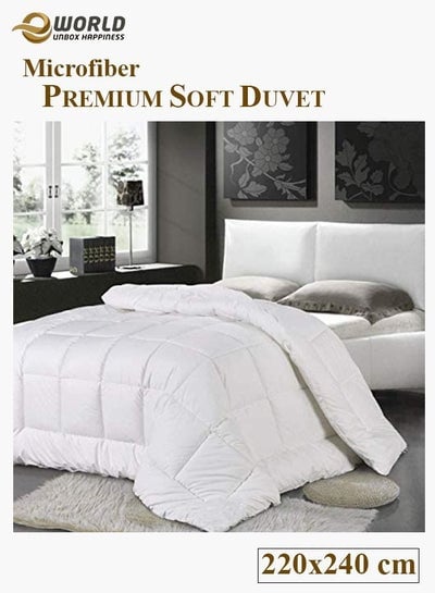 Premium Duvet All Season Comforter, Quilt Bedding, Microfibre Super Soft Insert White Single King Size bed 220x240 cm