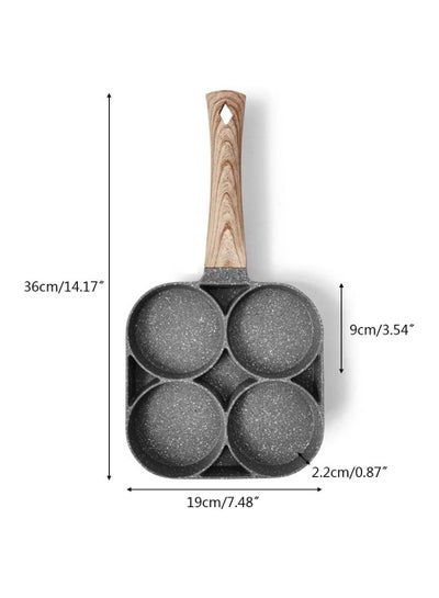 Non-Stick Aluminium 4 Holes Cooking Frying Pan with Wooden Handle