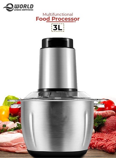Electric Meat Chopper and Grinder, Stainless Steel Food Processor for Vegetable and Fruits 3L