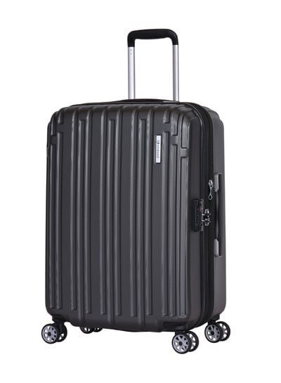 Hard Case Travel Bag Makrolon Polycarbonate Luggage Trolley Lightweight Expandable Zipper Suitcase 4 Quiet Wheels With TSA Lock KG82 Black