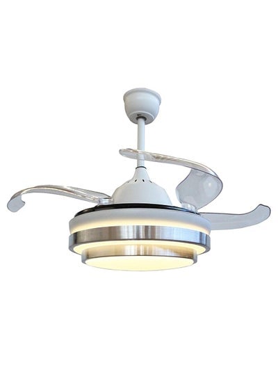 Ceiling Fan Light adjustable 3 color change with remote control silver color