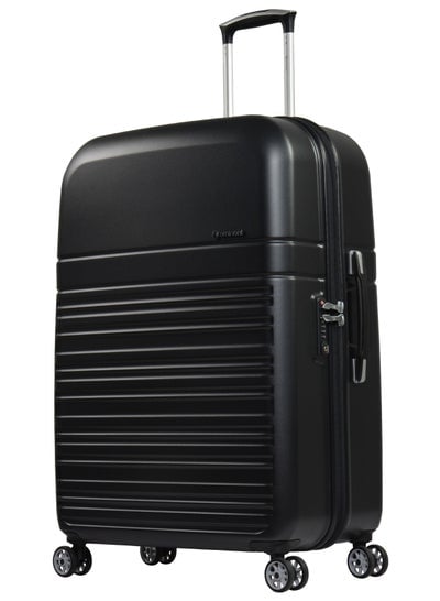 Hard Case Luggage Trolley Makrolon Polycarbonate Super Lightweight Anti Scratch Suitcase 4 Quiet Double Wheels TSA Lock KF91 Black