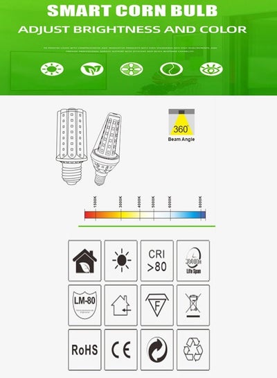 Smart corn bulb 2.0 adjust brightness and colour 6w dimmable with app control