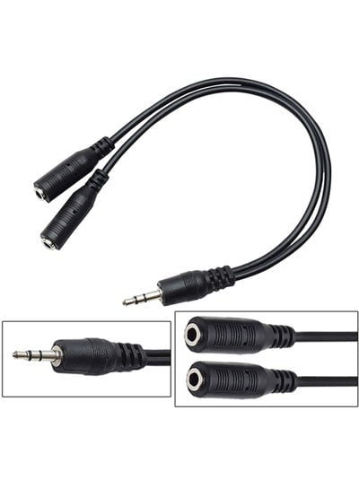 3.5mm Jack 1 Male to 2 Female Stereo Headphone Earphone Jack Y Splitter Audio Adapter Cable