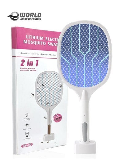 Electric Mosquito Swatter Racket with UV Light, USB Rechargeable Bug Zapper Fly Killer for Indoor and Outdoor