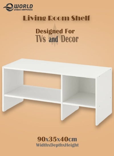 Modern TV Media Bench with Open Shelves Living Room Shelf for Home Decor Book Shelf Game Console Keeper Minimalist Stand