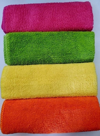 4-Pcs Microfiber Cleaning Rags,  Highly Absorbent Kitchen Cleaning Cloth Multifunctional Towel for Home Auto, 4 Colors